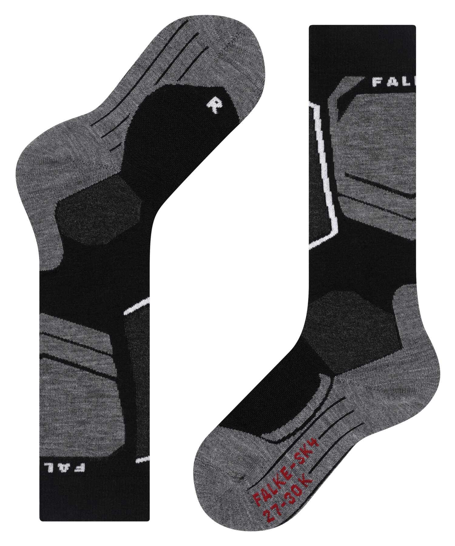 FALKE Uniseks - dzieci Skarpety narciarskie SK4 Advanced K Kh Wełna ciepłe cienkie 1 Para, Czarny Black-Mix 3010, 31-34
