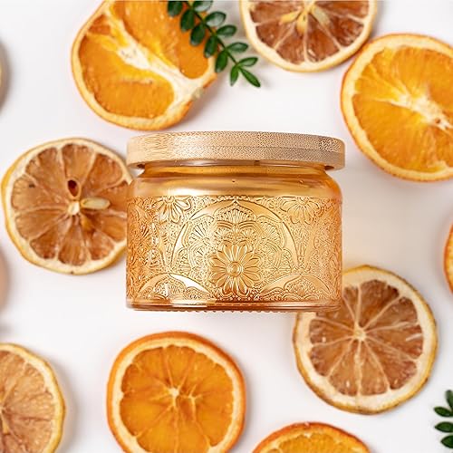 Miniatura 9 de Paquete de 18 recipientes de vela de vidrio en relieve de 4 onzas con tapas y etiquetas de bambú, tarros de vela rosa para hacer velas, diseño