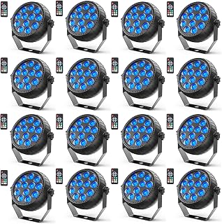 Rechargeable Stage Lights, 2200mAh Battery Powered LED Par Lights with Remote & Sound Activated, 12 RGB Portable Uplights for Events Wedding Party Club Concert 16Packs