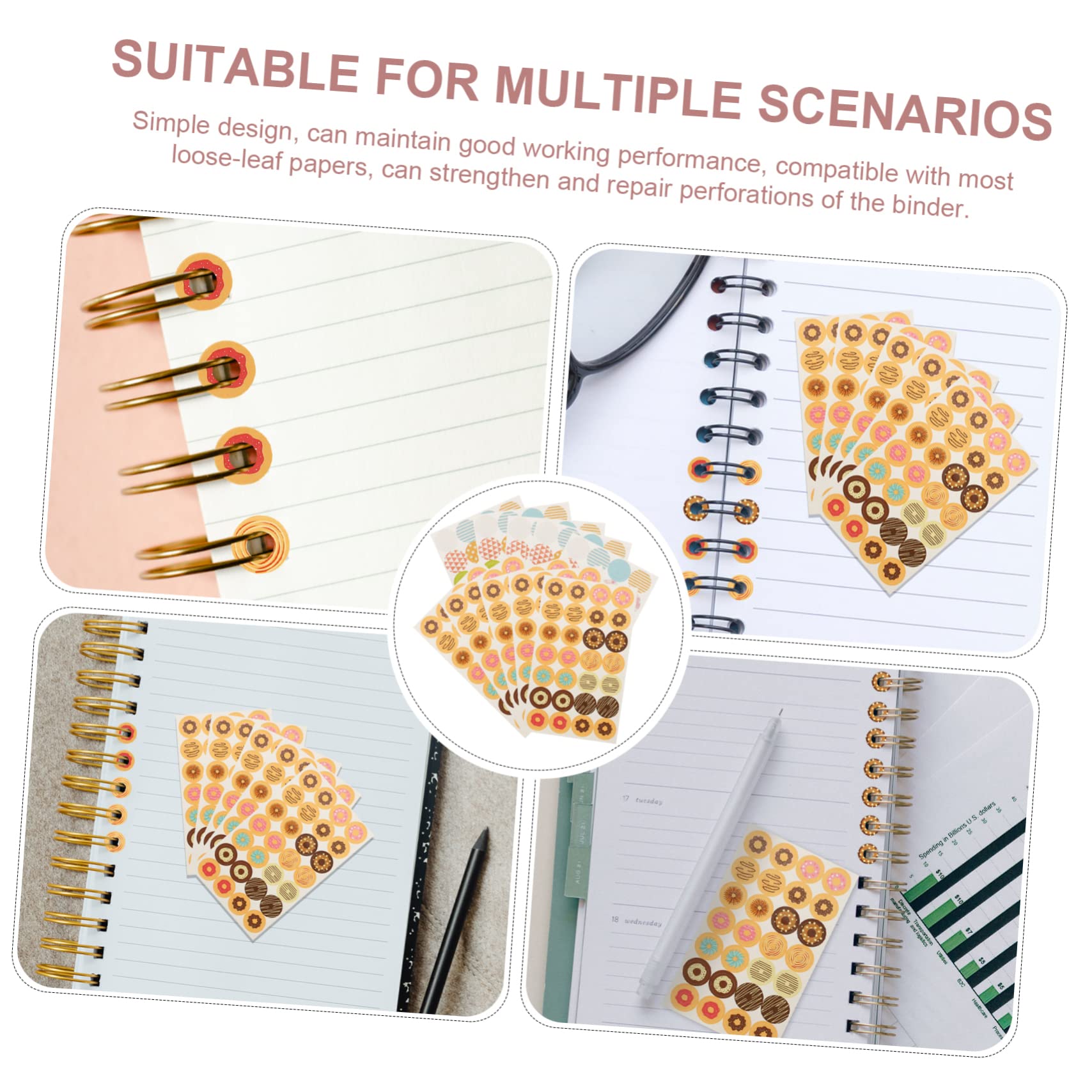 HOMSFOU 5 Ensembles Protecteur De Trou De Reliure Étiquette De Renfort Autocollante Renfort De Trou Stickers Gommettes Trou De Renfort Stickers Papier 1120 Pièces * 5