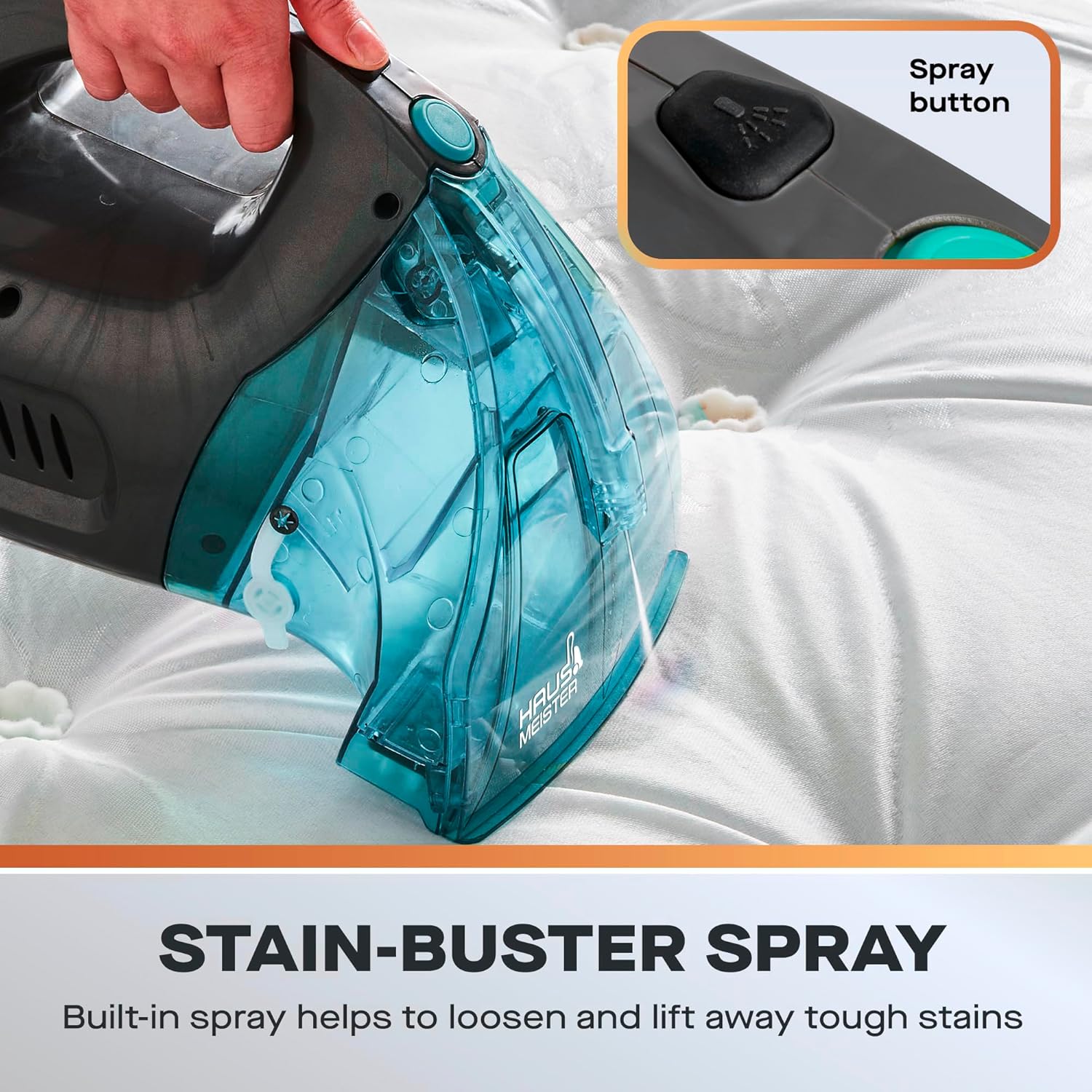 Hausmeister Hydroflex Carpet Cleaner Machine, Upholstery Cleaner Machine for Couch, Car Seats & Pet Stains, 500W Powerful Handheld Deep Cleaner with 3 Brush Heads