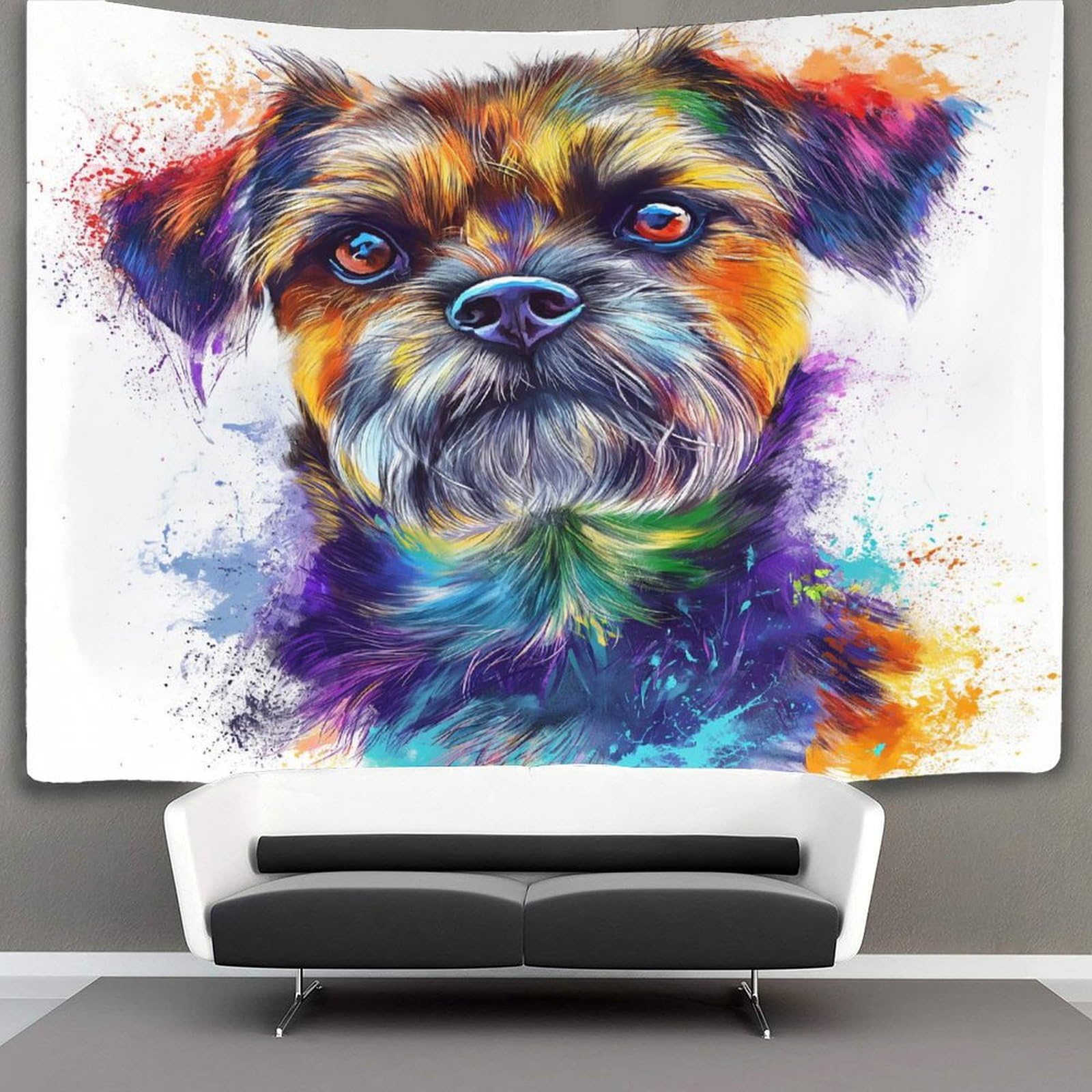 VUDBELAFC 3D Yorkshire Terrier Print Wall Blanket Home Decoration Bedding Poster Wall Art Tapestry Tapestry Wall Hanging Soft Polyester for Unisex Children Bedroom/Living Room/Dorm/Curtain 70cmx100cm