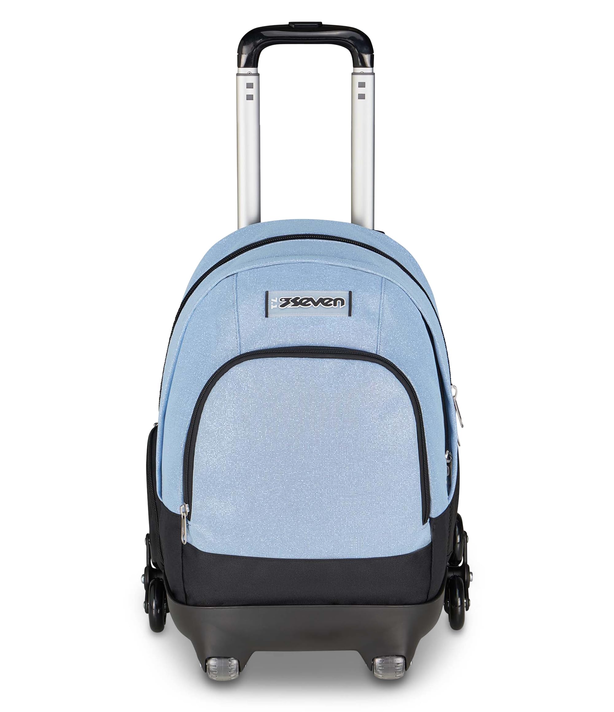 Seven Trolley Scuola Comby 8 ruote MADE OF STARS, Grigio, Effetto brillantini, 31 L, Scomponibile, Uso zaino, Barra telescopica, Tasca attrezzata, Tasca porta pc, Scuola elementare e media, Bambina