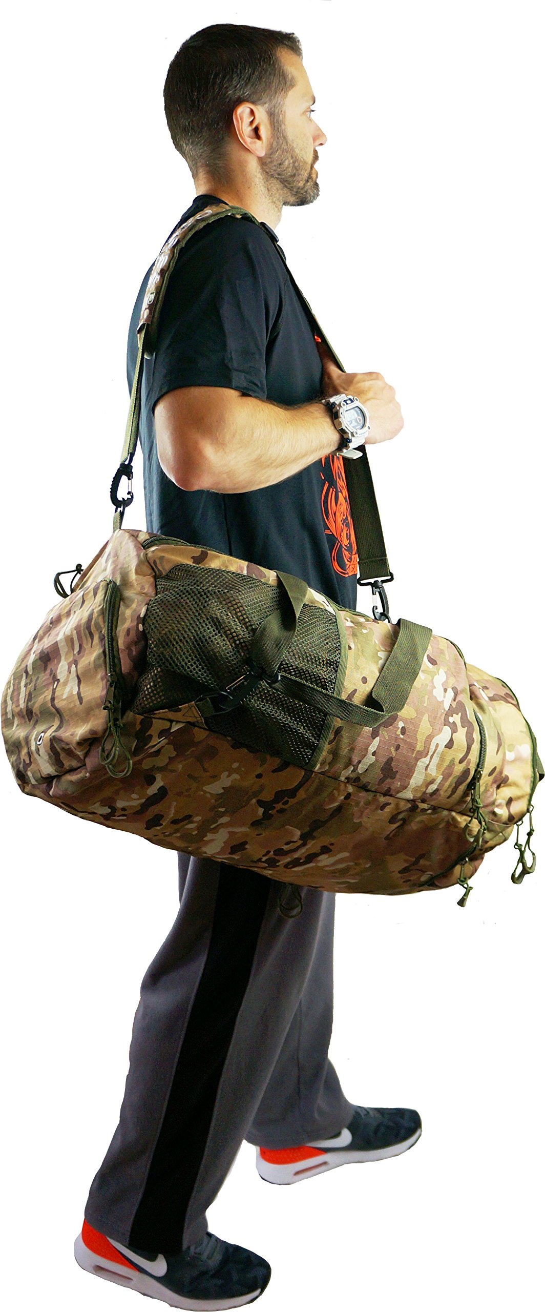 Best Travel, borsone da viaggio sportivo pieghevole, impermeabile, in nylon, zaino, borsa da palestra, sacca leggera multifunzione, 10478842, CAMO, 24" by 14"