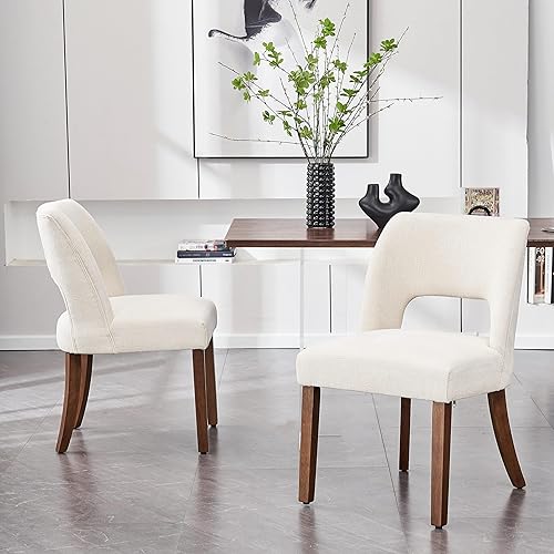 Miniatura 41 de VKNOW Juego de 6 sillas de comedor de madera, sillas de comedor tapizadas en tela modernas, sillas de cocina, silla de comedor de granja para cocina