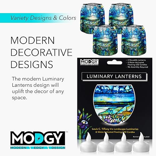 Miniatura 5 de Modgy - Velas luminosas (4 unidades, incluye pilas LED flotantes), ideal para bodas, fiestas, patios y celebraciones