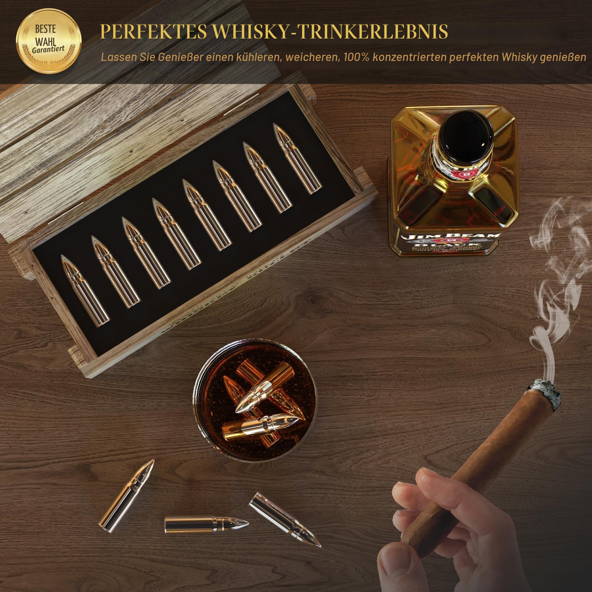 Geschenke für Männer Vatertagsgeschenke - Bullet Eiswürfel Edelstahl Wiederverwendbare Metall Whisky Steine für Jahrestag Und Geburtstag Personalisierte Geschenk für Ihn Ehemann Papa Freund (8Stück)