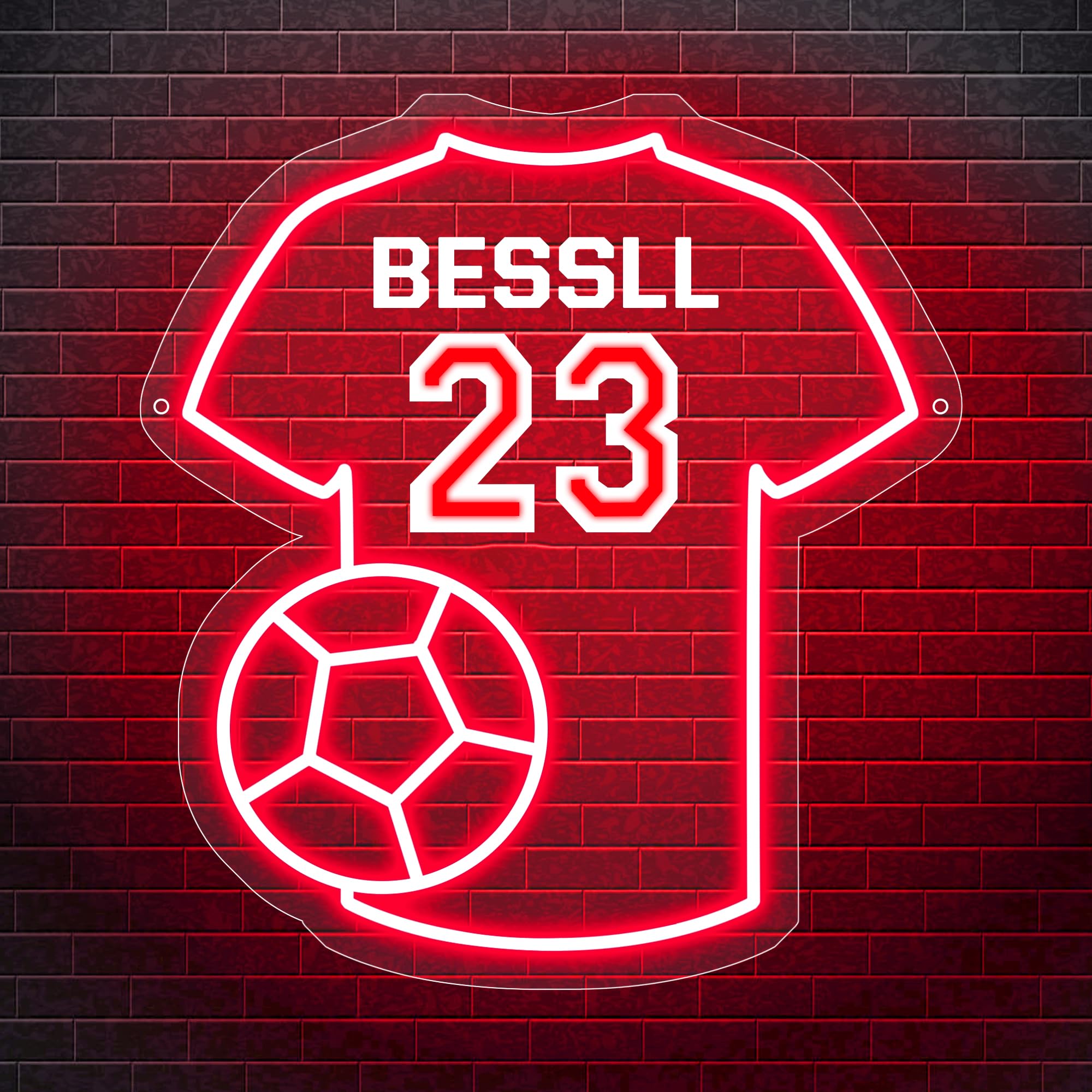 Personalized Soccer Jersey Neon Signs Custom Name Number Soccer Neon Light Soccer Player Night Light Sport LED Light Up Sign for Wall Soccer Gifts Birthday Christmas