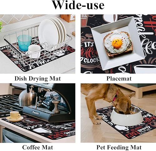 Miniatura 6 de SHACOS 2 alfombrillas de café de 12 x 19 pulgadas, alfombrilla de café absorbente antideslizante para encimeras, accesorios de cafetería,