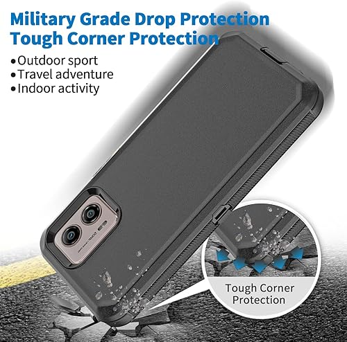 Miniatura 6 de Anloes Funda para Moto G 5G 2023, Motorola G 5G 2023, resistente, a prueba de golpes, a prueba de polvo, resistente, protectora, 3 en 1, color negro
