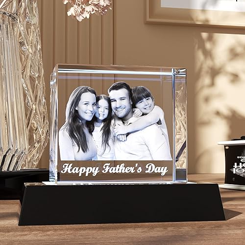 Miniatura 6 de Aro Torliy Foto personalizada de cristal 3D, regalos de recuerdo conmemorativo de cumpleaños para tu ser querido en - Imagen 3D en cristal con base