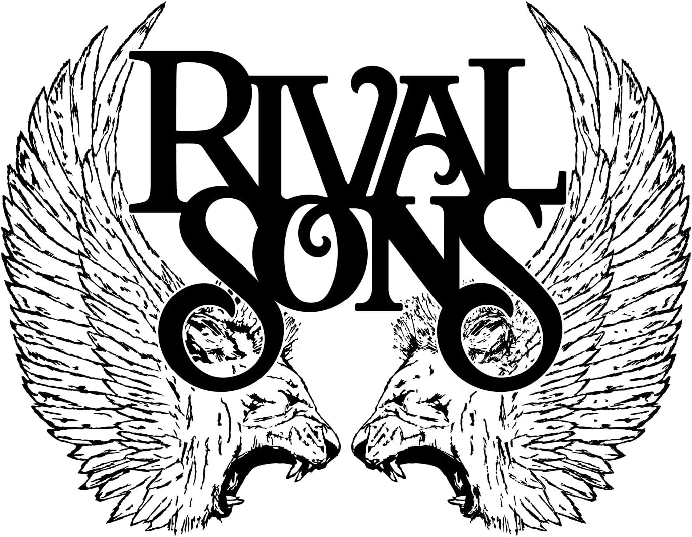 Rival Sons Decal, H 8.5 by L 12 Inches, White, Red, Blue, Silver, Green, Black, Orange, Pink, or Brown