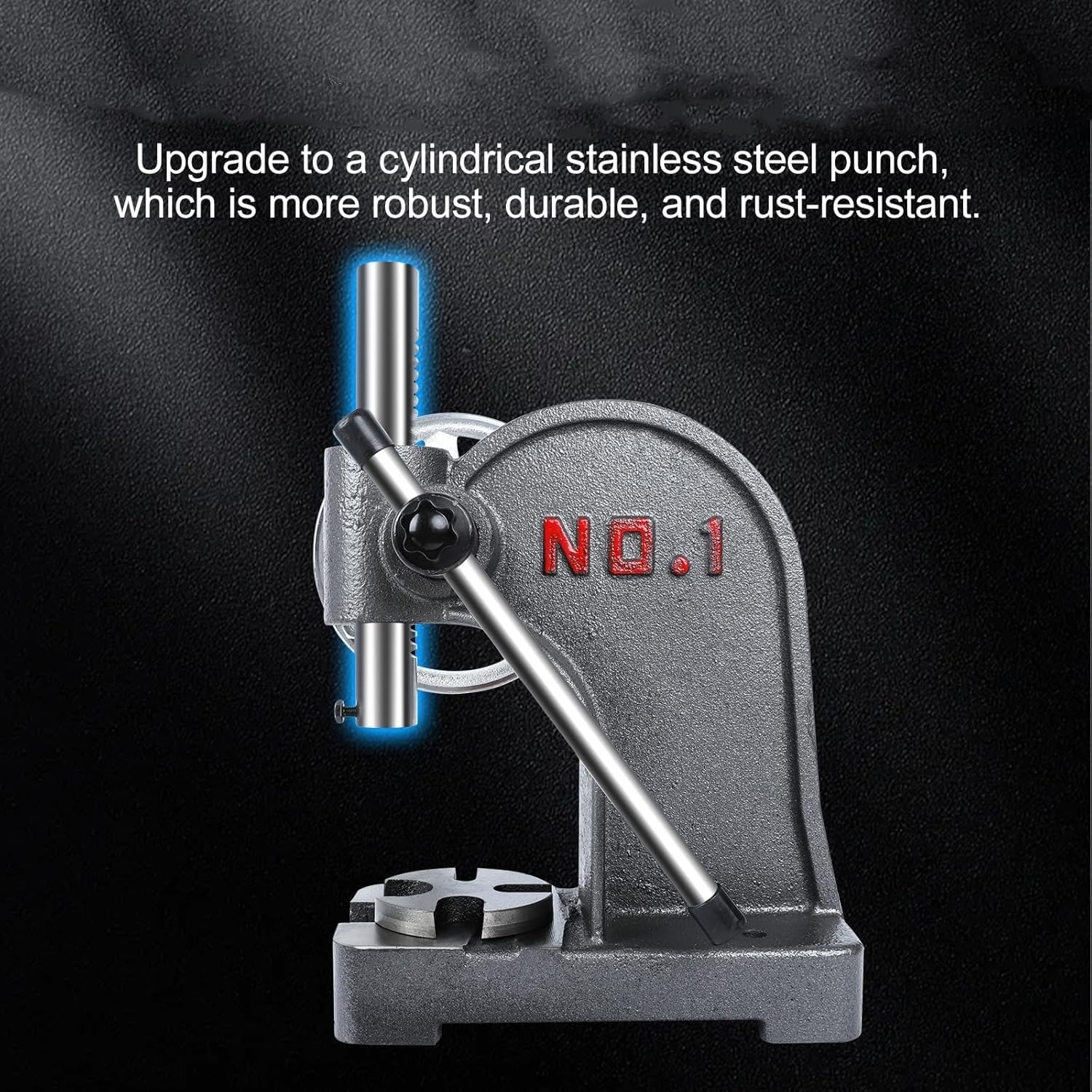 Prensa manual de eje resistente, 1 tonelada con apertura máxima de 135 mm, mesa de trabajo de 120 mm, ideal para estampar, doblar y fácil de usar como herramienta de escritorio