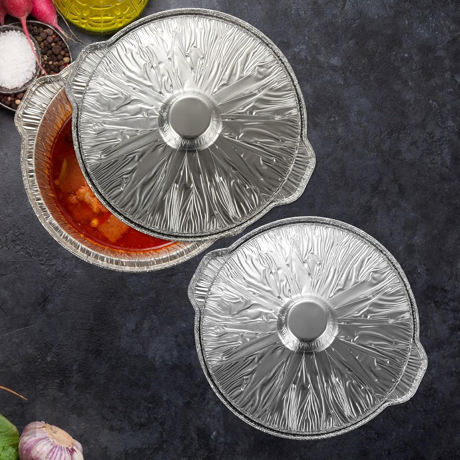 12PCS Disposable Aluminum Pot with Lid, 121oz Pots for Cooking