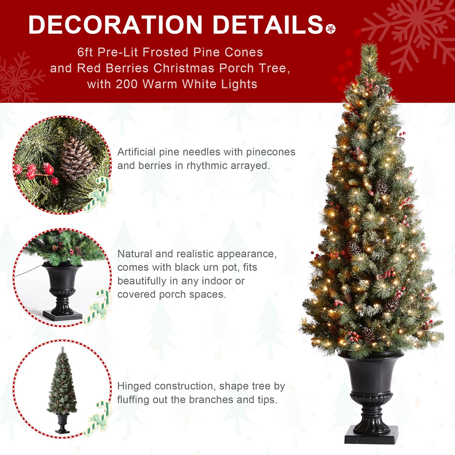 Glitzhome 2 Pack 6 FT Pre-Lit Artificial Christmas Tree, Entrance