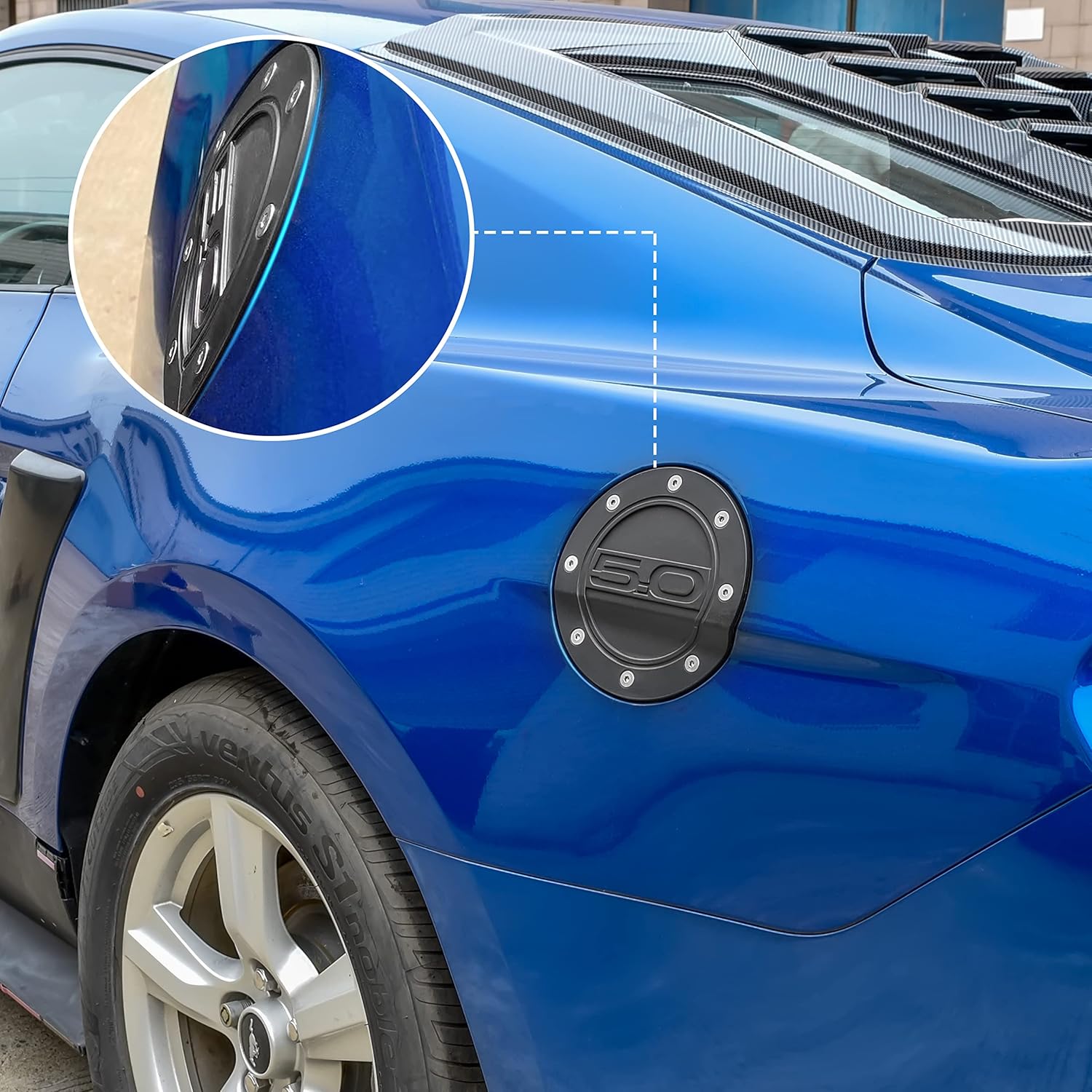 KEWISAUTO Gas Tank Cap Cover for Ford Mustang GT 2015-2020, Fuel Filler Door Cover Fuel Gas Cap for 2015-2020 Ford Mustang GT Exterior Decoration Accessories (Black)