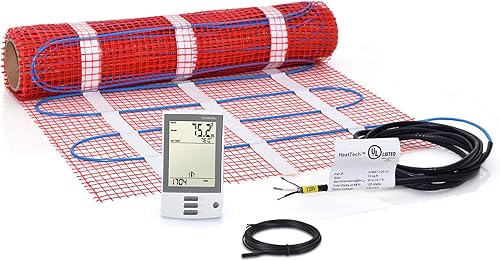 Miniatura 9 de Kit de alfombrillas de 30 pies cuadrados, sistema eléctrico de calefacción de suelo con termostato programable GFCI y sensor de suelo, 120 V
