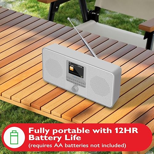 Miniatura 12 de LEMEGA IR4S Radio estéreo WiFi a Internet, radio digital FM, Spotify Connect, altavoz Bluetooth, reloj de alarma dual, 40 preajustes, salida de IR4S