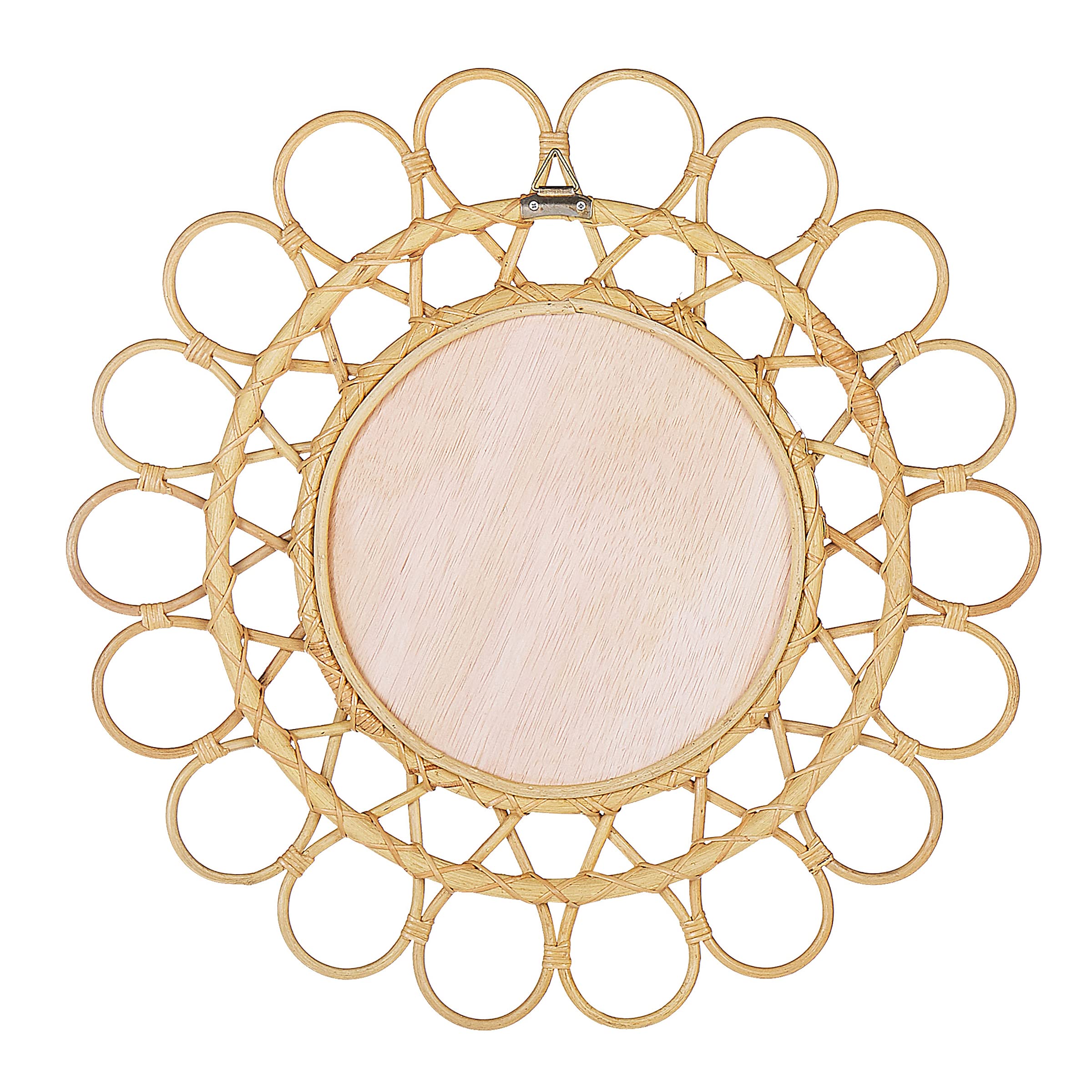 Miroir Mural Rond Moderne en Rotin Forme de Soleil ø 60 cm Naturel Babai