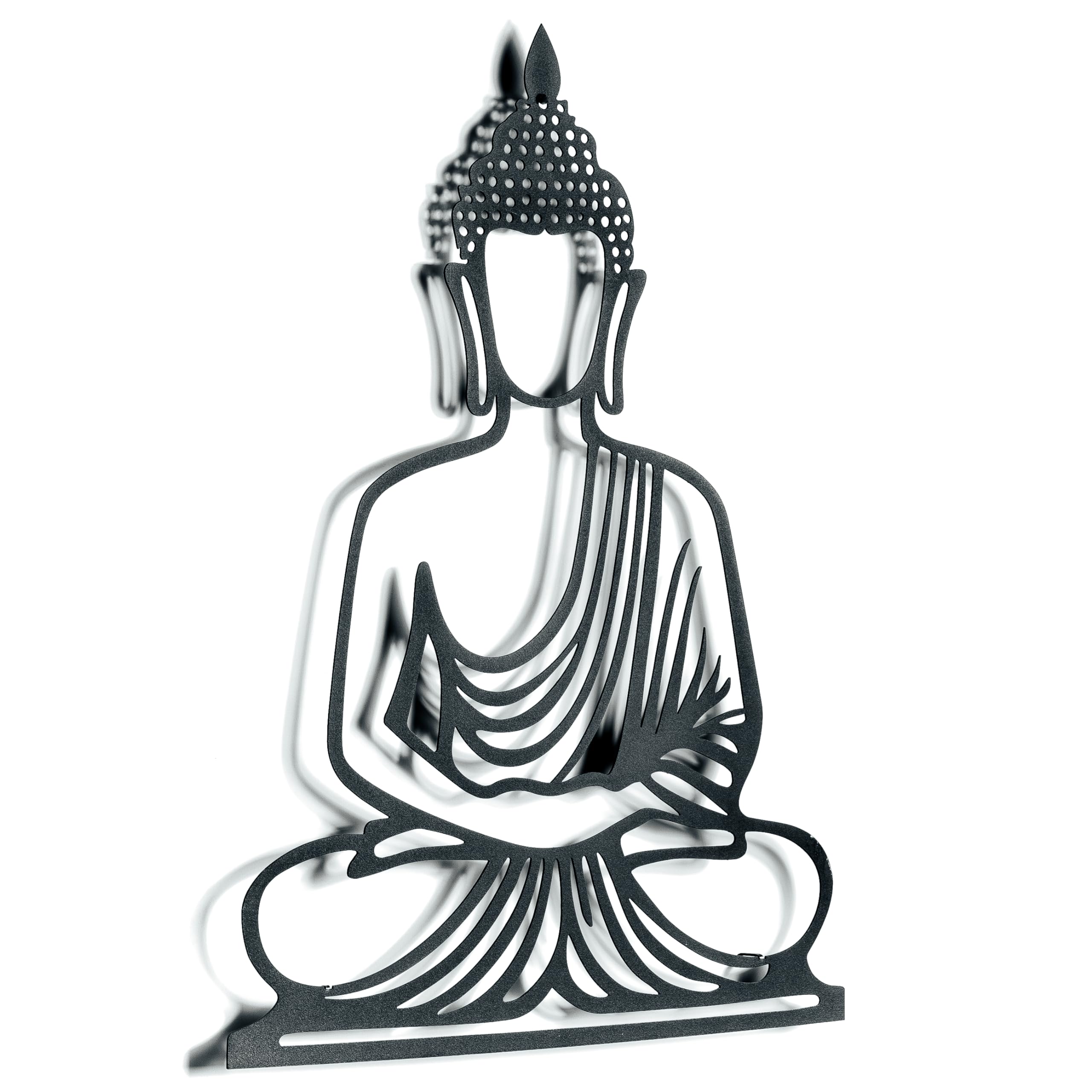keluly Metal decoration. Floating wall sculpture, with shadows, made of steel. (43 x 31 cm., BUDDHA), 43L x 1.5W cm - Image 4