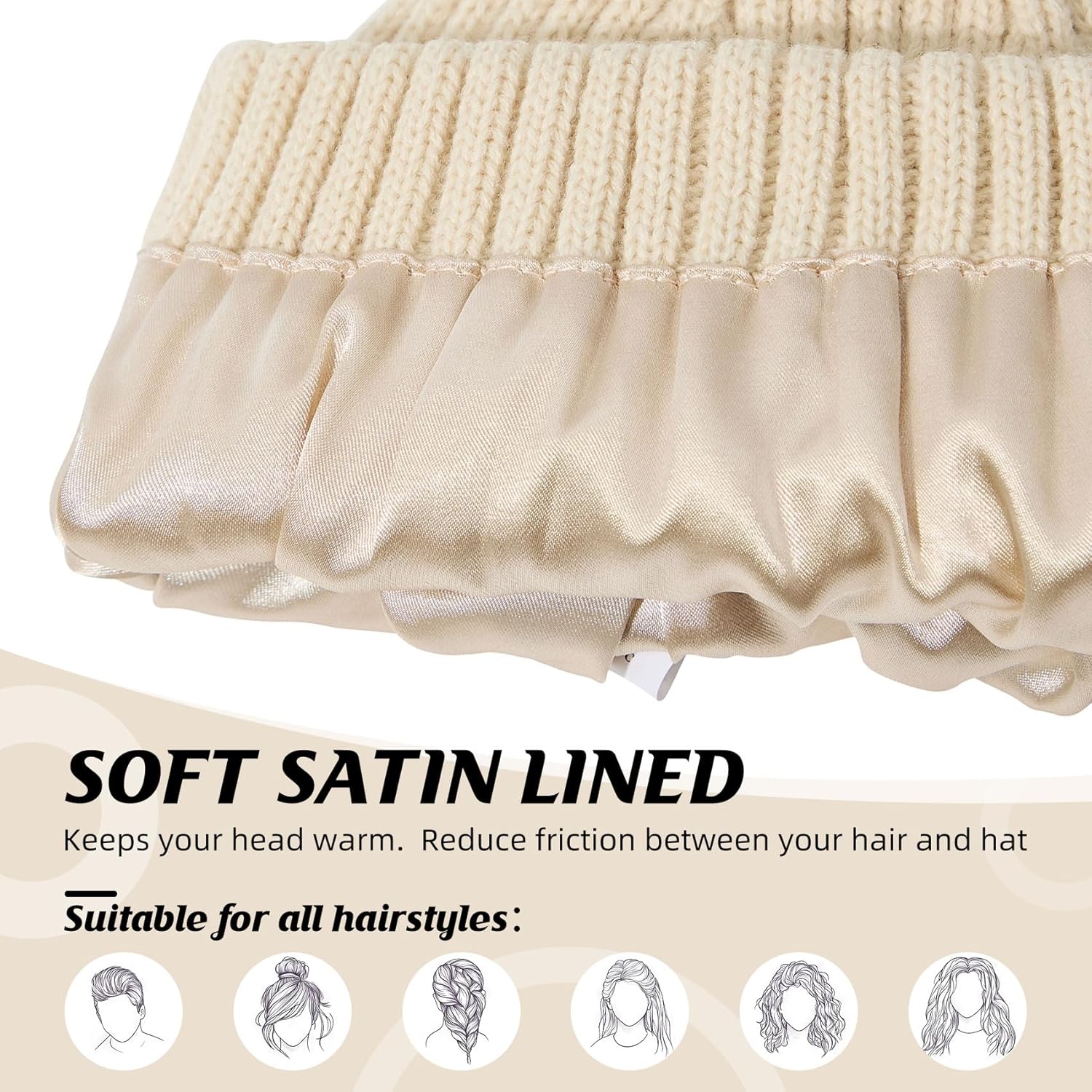 Durio Men Silk Lined Beanie - Unisex Winter Hats Double Layered Stylish Knited Cuffed Plain Hat Ski Snow Hat - Image 2