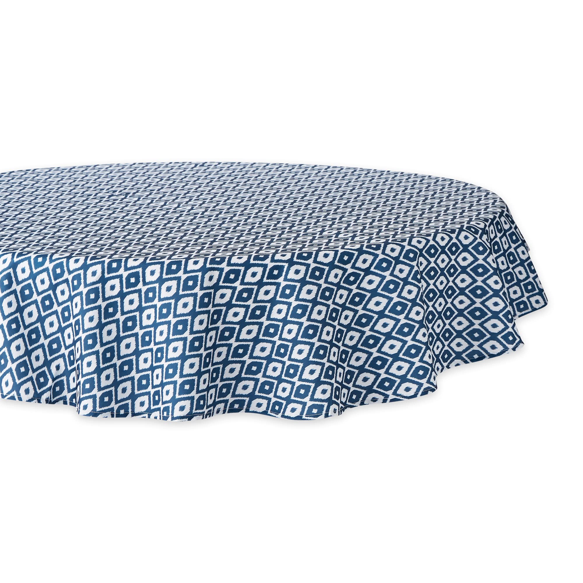 DII 100% Polyester, Spill proof and Waterproof, Machine Washable, Tablecloth for Outdoor Use, 60" Round, Blue Ikat, Seats 4 People-image-9