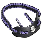 SUNYA Archery Bow Wrist Sling, 550 Paracord Strap Comfortable on Hand.100% Full Grain Leather Yoke, Multiple Camo Colors.Fit Compound Bow Stabilizer & Recurve. (Purple Magma 25)