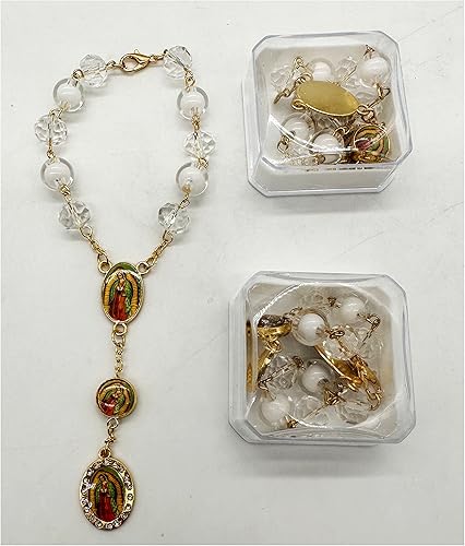Miniatura 3 de Nuestra Señora Guadalupe Virgen María Centro de mesa Bautismo Recuerdos de Bautizo Rosario Pulsera Recuerdos Fiesta de Recuerdos - 12 Piezas