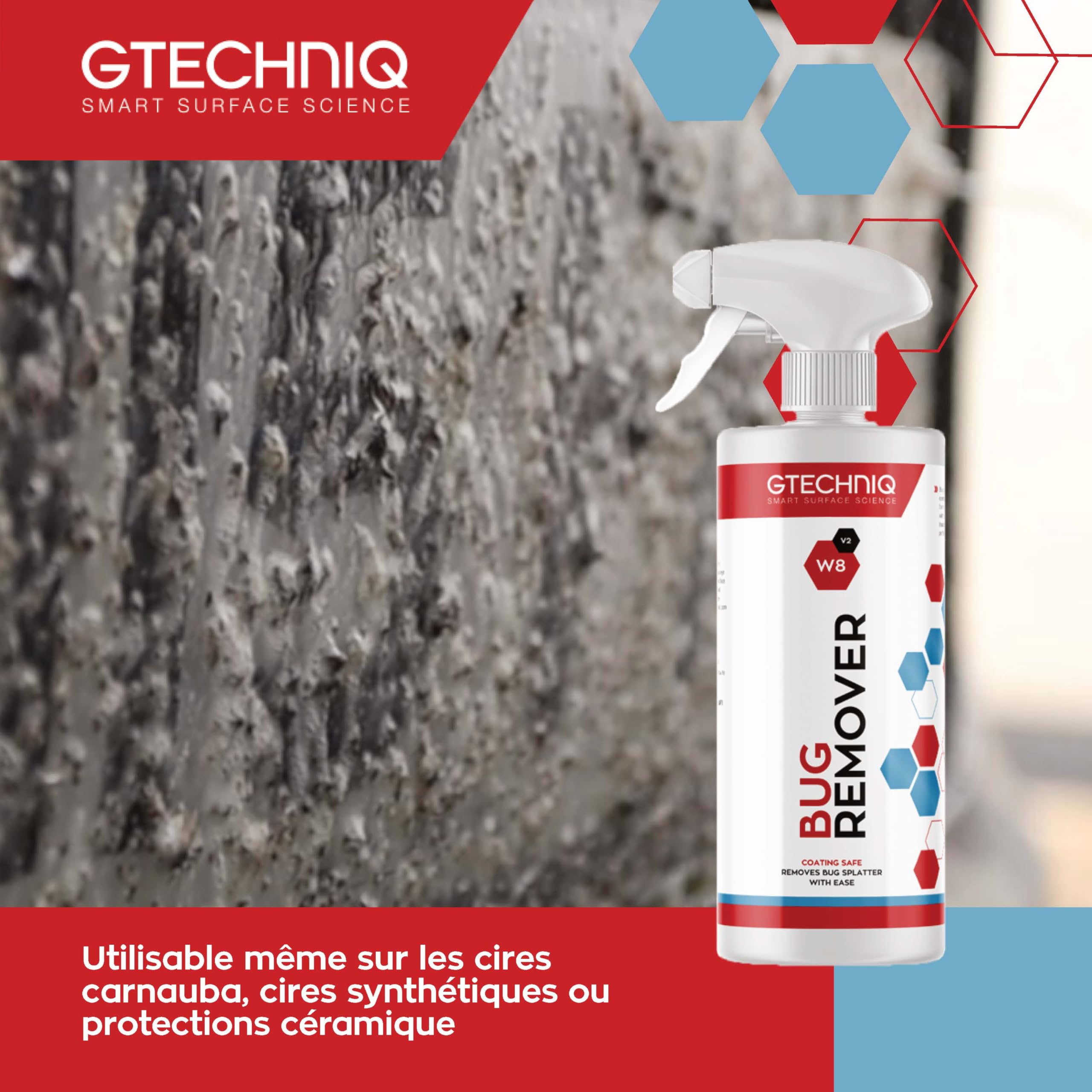 Gtechniq W8 Bug Remover démoustiquant auto. Nettoyant Non-Caustique contre les traces d’insectes, 100% Biodegradable. Facile à utiliser - 250ml