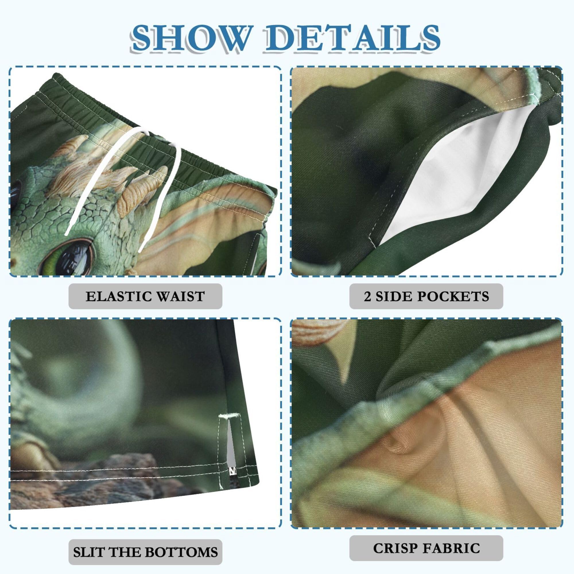 YYZZH Green Dragon Baby in Wild Boy Casual Shorts Athletic Shorts Pants with Pockets