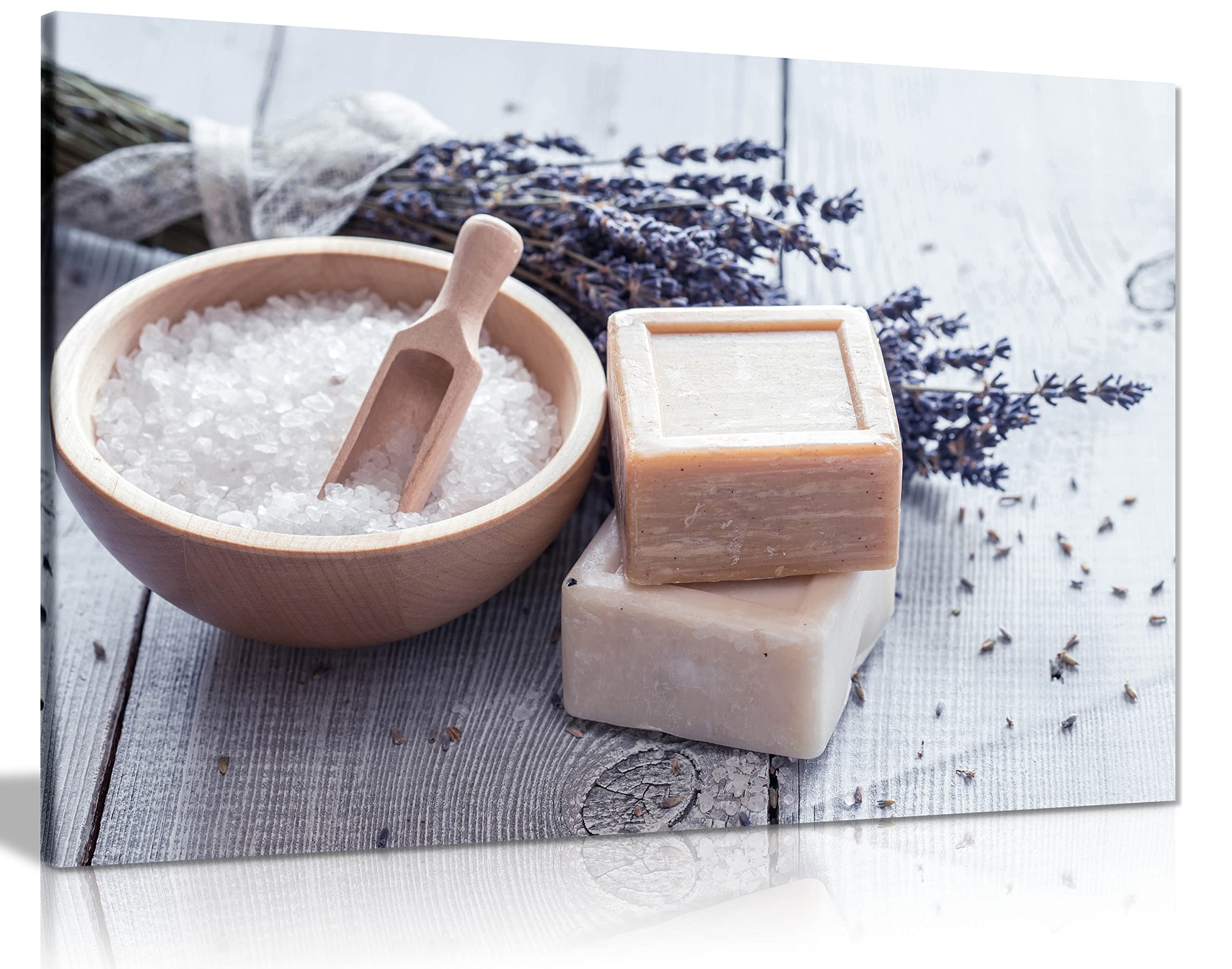 Panther Print White Rustic Spa Salt Art Rustic Bathroom Spa Art Soap Lavender Canvas Wall Art Picture Print (24X16)