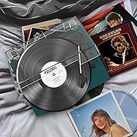 Vista 10 de Tocadiscos de vinilo con altavoces integrados de 3 velocidades, tocadiscos vintage con control de agudos y graves, conector de auriculares de 3.5mm