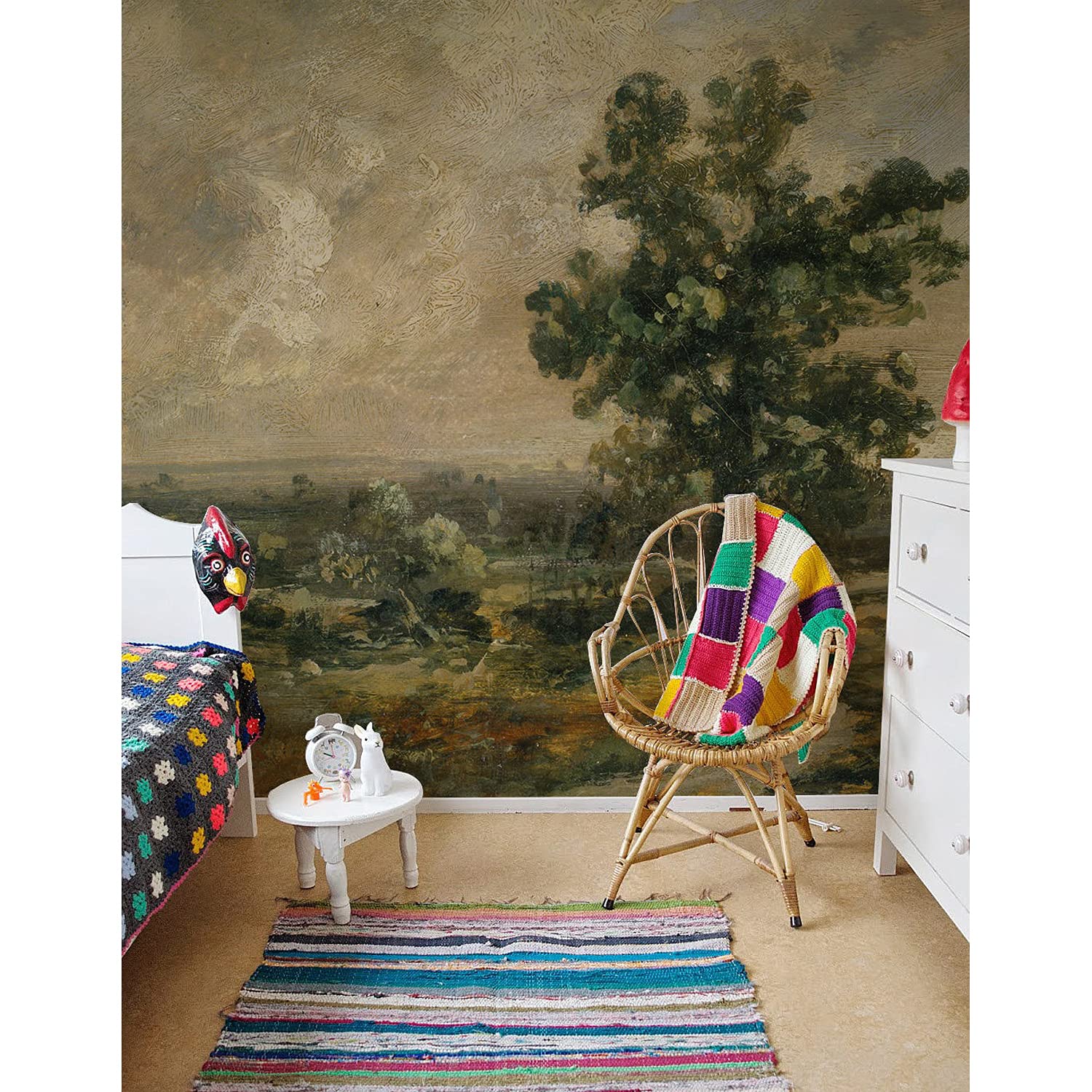 Papier peint paysage vintage en impression latex durable pour meuble et mur