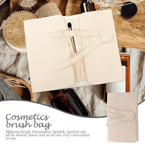 Miniatura 6 de minkissy 2pcsrolling Woman- Almacenamiento PU Llevar Maquillaje Mujeres Organizador Uso Multi Plegable Beige Conveniente Bolsa Multifuncional