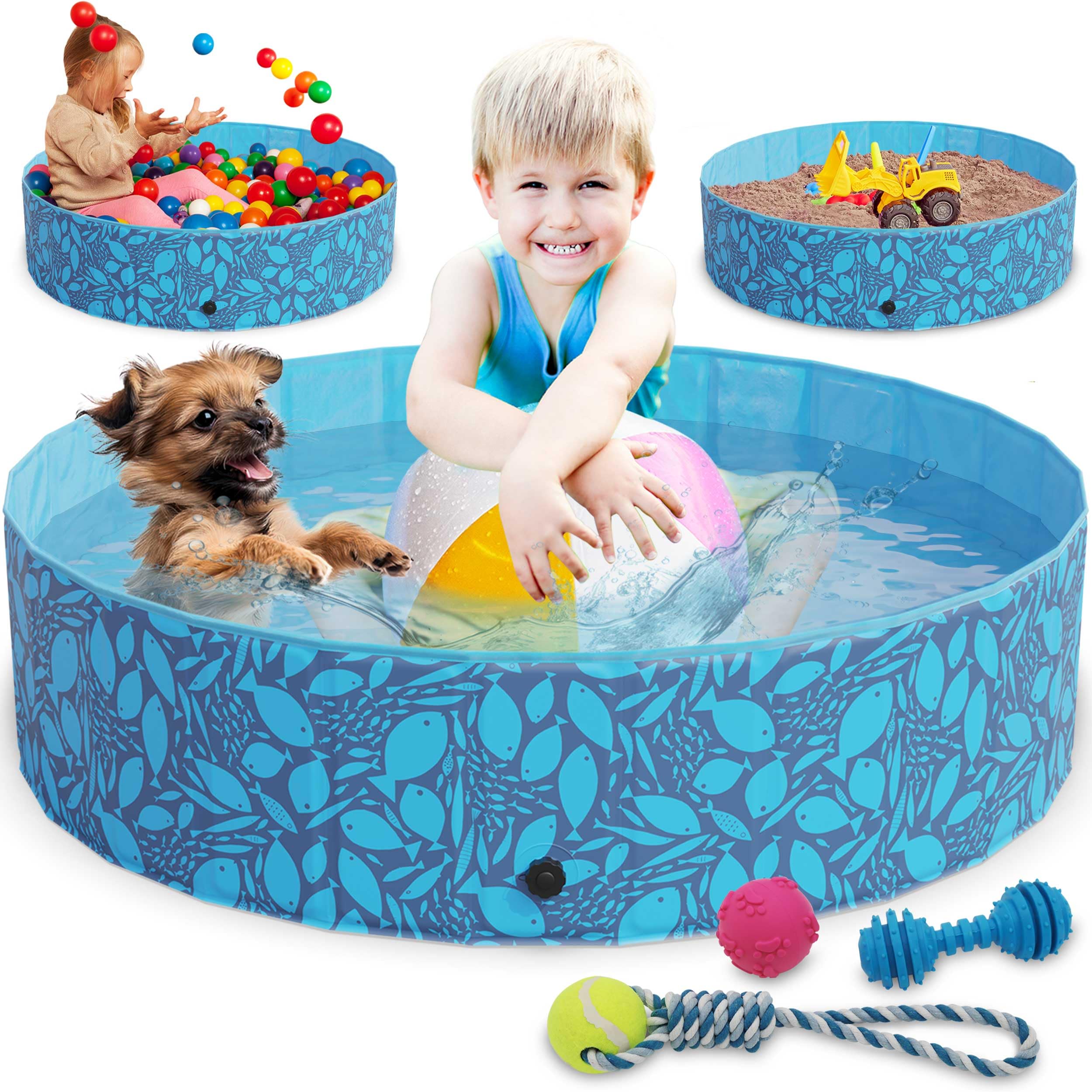 zooprinz Faltbarer Pool 120x30 cm Hundepool stabil rutschfest Planschbecken Hund Kind