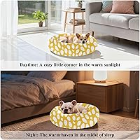 Vista 4 de White Spots Yellow Warm & Cozy Pet Dog Beds fluffier Calming Bed for Small Size Pets Supplies Camas para mascotas Grandes