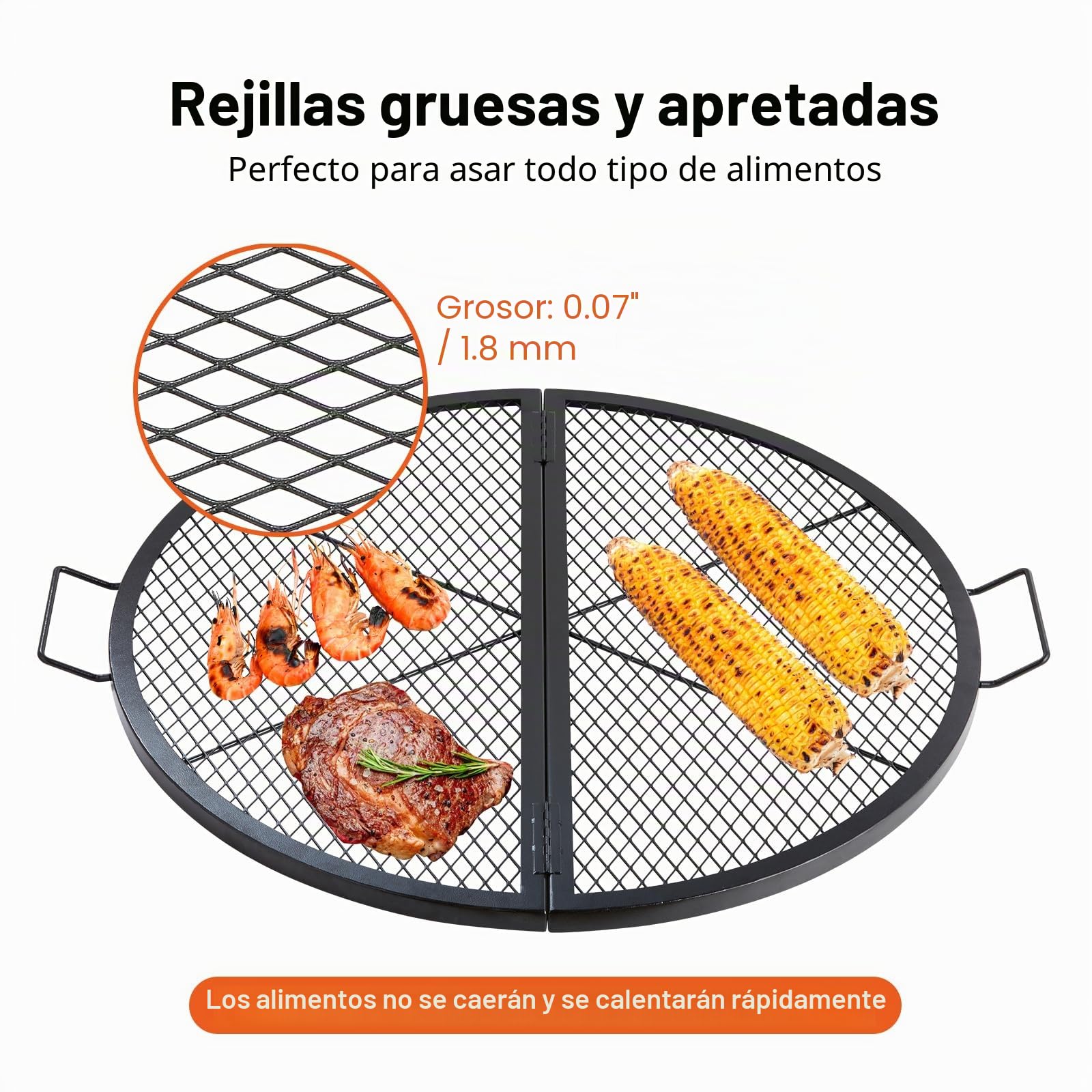 VEVOR Parrilla de Barbacoa Redonda de Acero, Diámetro de 91 cm, Plegable y Portátil, Marca X, Capacidad de Carga de 20 kg, Utensilios para Chimenea, Brasero, Barbacoa, Pícnic, Camping, Jardín, Negro