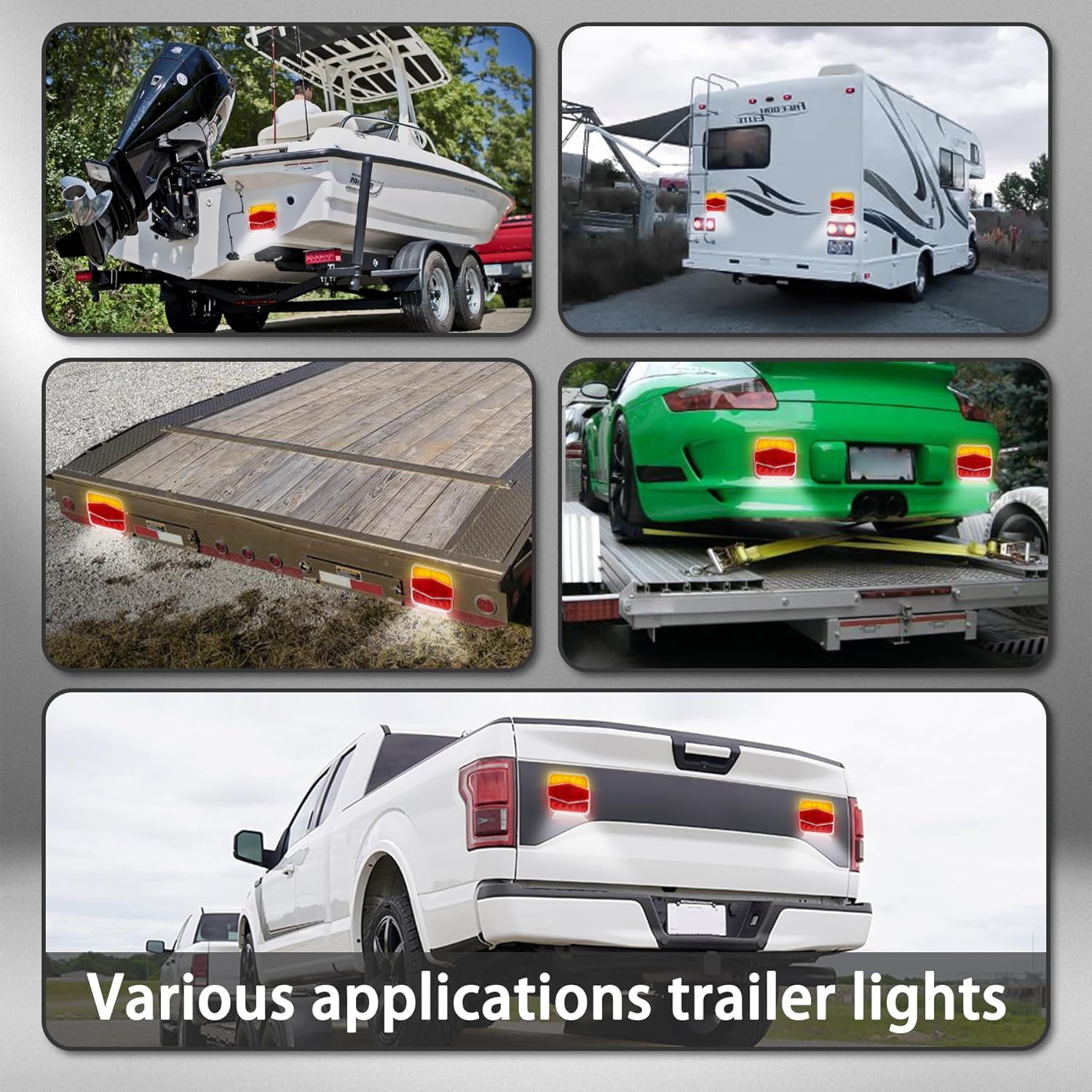 2PCS Wireless LED Trailer Lights Kit with 7 Pin Plug & Magnetic Base, Rechargeable Towing Light for Trailers, RVs, SUVs, and Boats