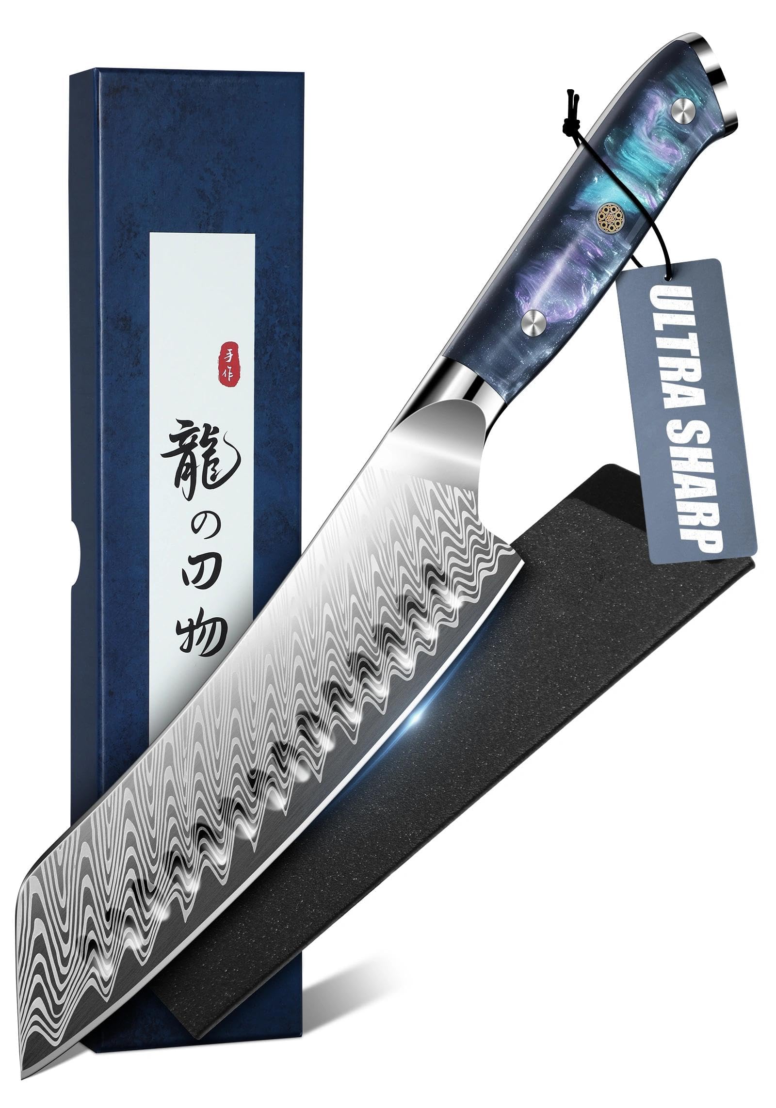 DRAGON RIOT Coltello Santoku Giapponese, Coltello da Cucina Affilato