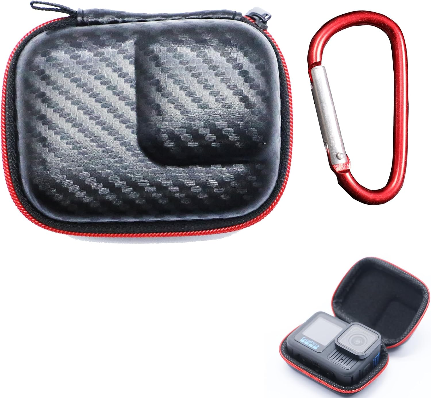 PCTC Hard PU Mini Carrying Case for Go Pro Hero 13 Black,Travel Portable Storage Bag for GoPro Hero 12/11/10/9/DJI Osmo Action,Campark,AKASO,YI Action Camera and More(Only for Bare Metal (S)