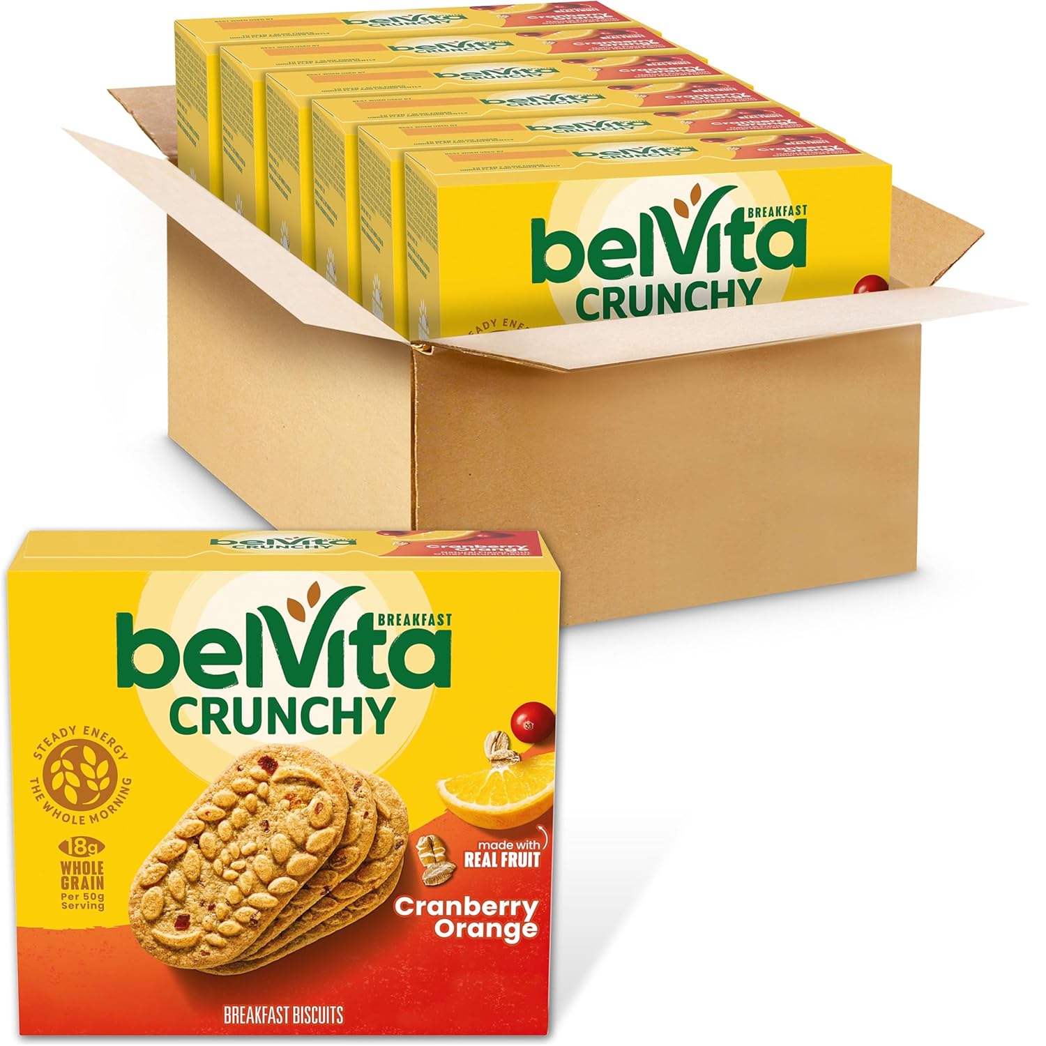 Galletas belVita Breakfast Bars Sabor Cranberry Orange, 30 Paquetes
