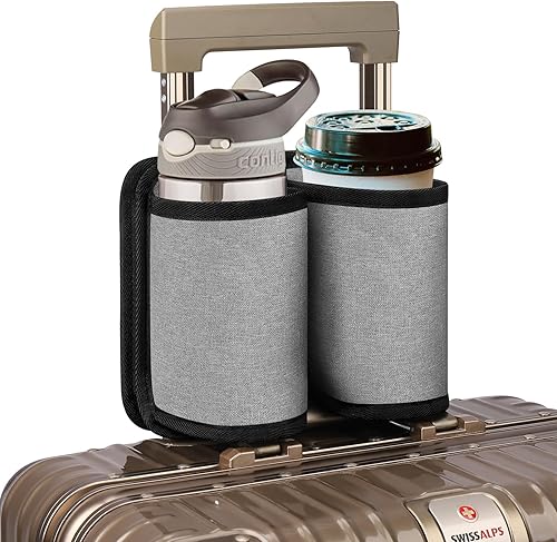 Accmor Portavasos de viaje para equipaje, soporte universal para maleta, manos libres, soporte para bebidas, taza de equipaje, regalos para
