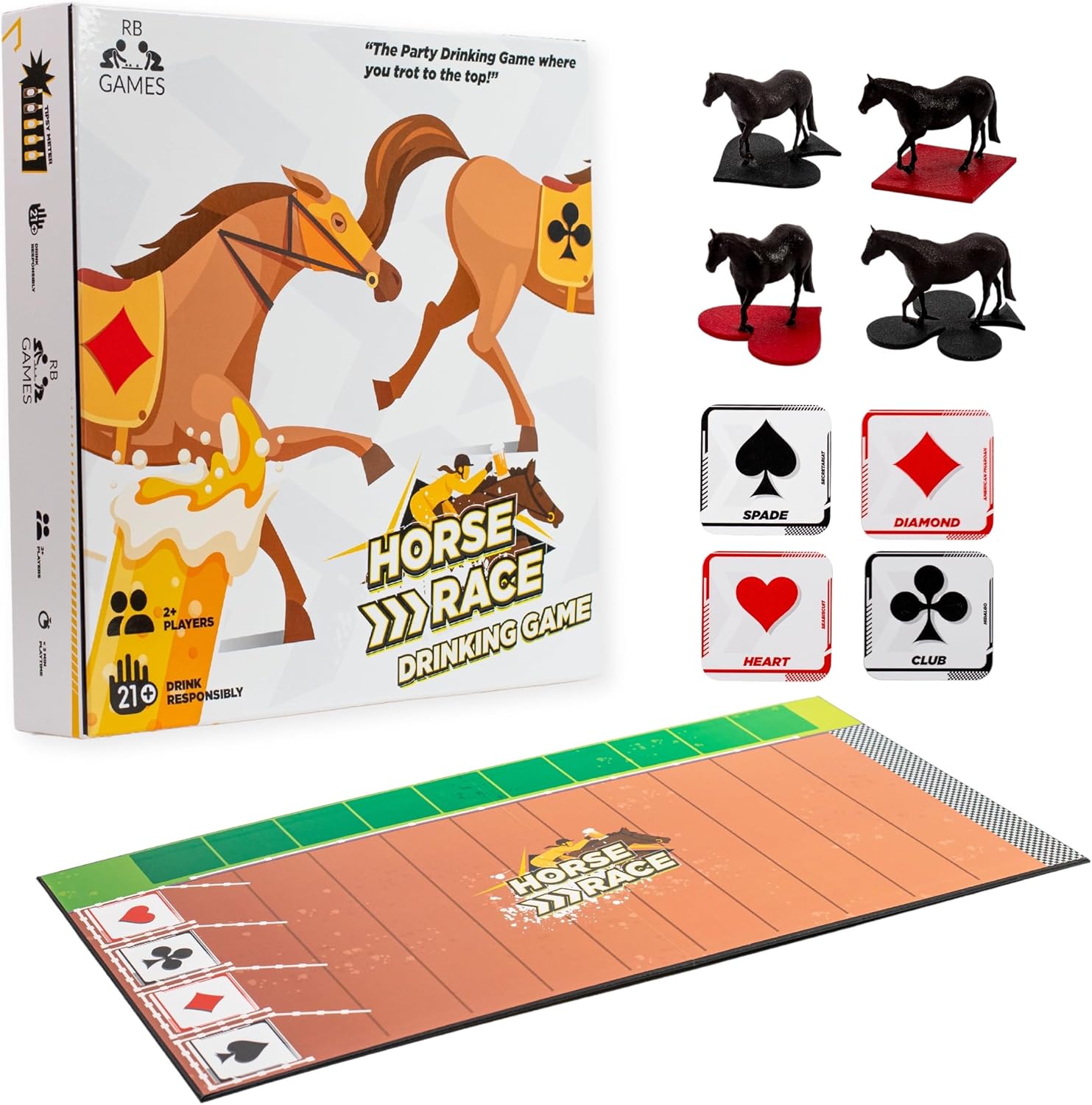 Horse Race Drinking Game – Fun Adult Party Game with Cards and Game Board – Great for College Parties, Game Nights, Bachelor/Bachelorette Parties, Tailgates, and Adult Gatherings
