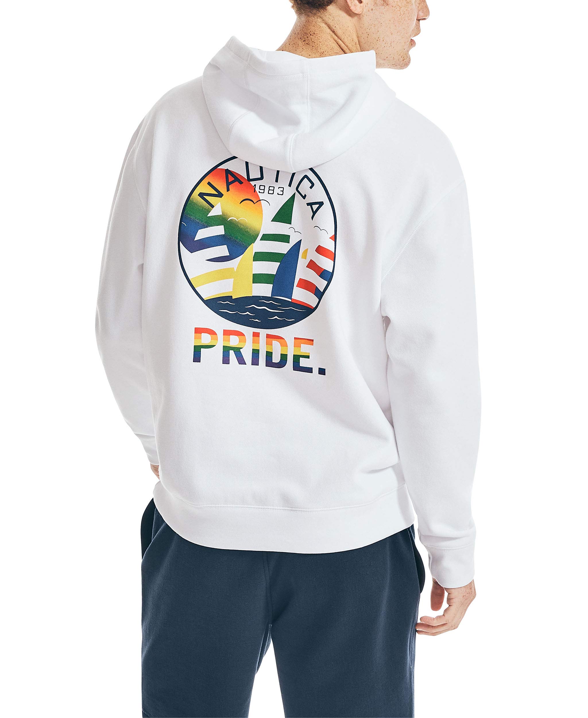 Nautica Men's Pride Graphic Pullover Hoodie, Bright White, XX-Large
