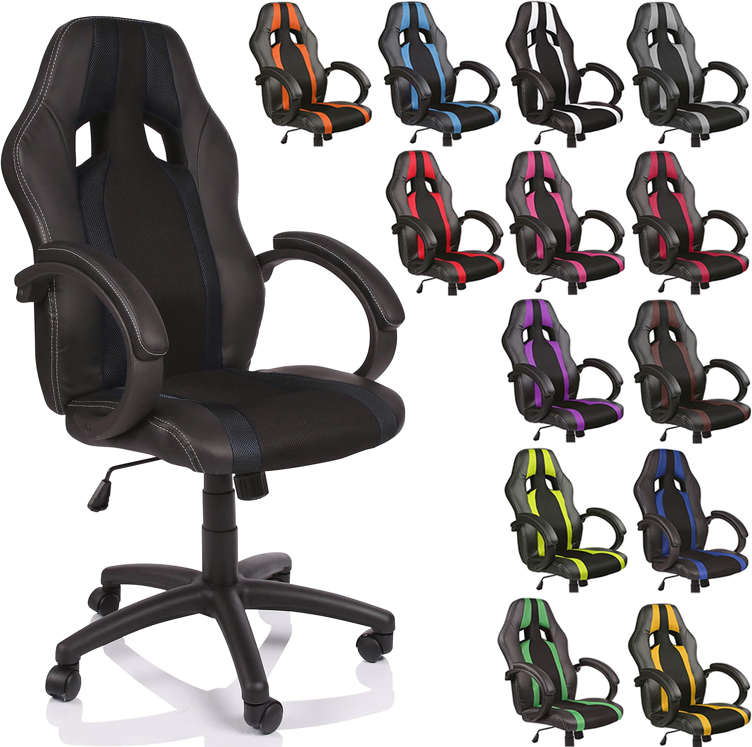 TRESKO Executive Office Chair Swivel Desk Racing Sport Gaming Computer Chair (black/black)