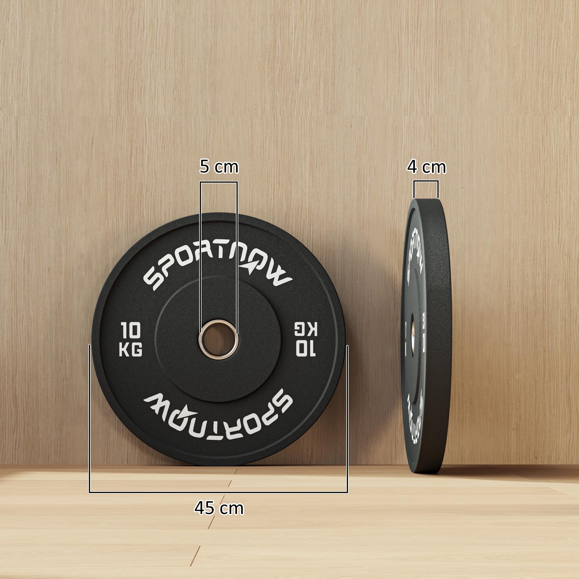 SPORTNOW 2er-Set Hantelgewichte, Gewichtsscheiben, Hantelscheiben-Set für 5 cm Hantelstange mit Ø 50 mm Bohrung, Schwarz