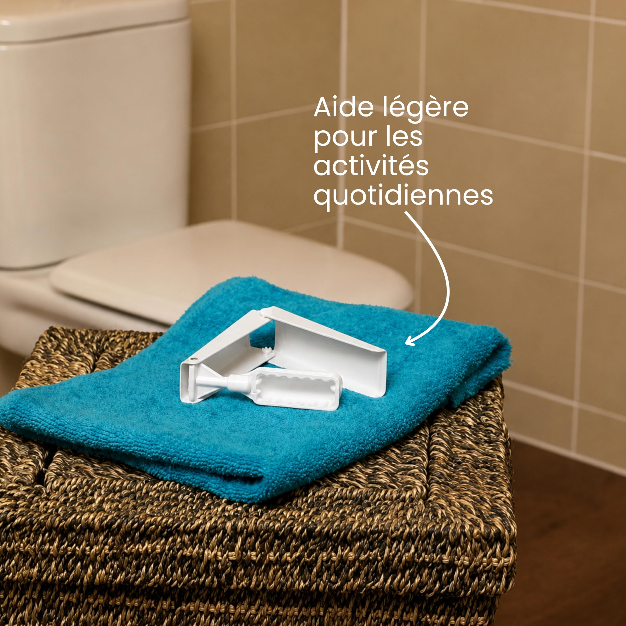 Sammons Preston Curved Toilet Aid, Folding 10 in. Toilet Paper Holder & Bottom Wiper Aids for Independent Daily Living, Portable Wiping Tool for Bathroom Comfort, Lightweight Self-Wipe Hygiene Tool