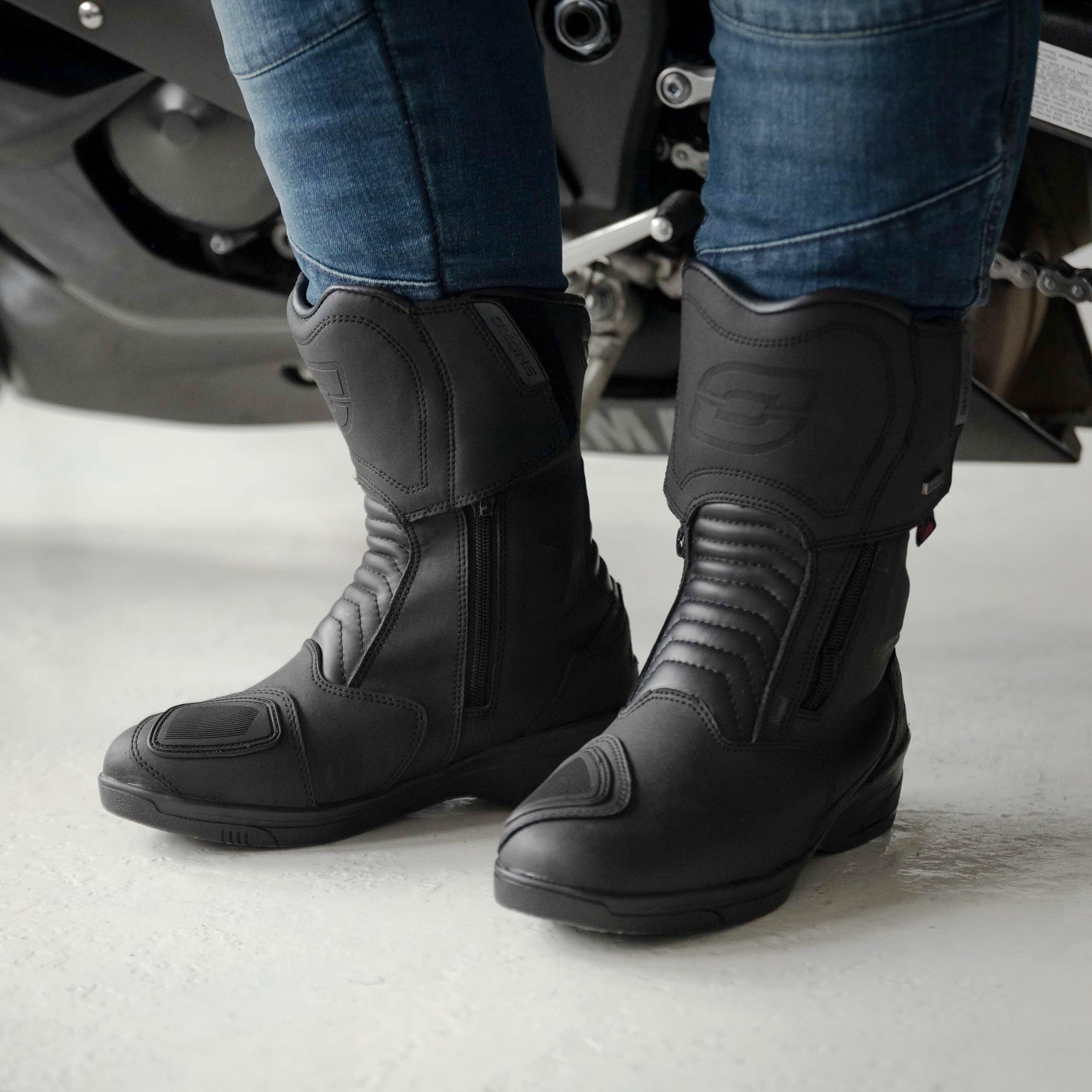 OZONE MOTO Rapid High Heel Lady Bottes de Moto Femme | Cuir PU | Membrane Hipora Imperméable | Talon de 7 cm | 2 Longues Fermetures éclair | Renforcé Orteils, Talons, Chevilles | Tailles jusqu'au 41