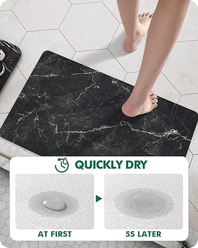 Miniatura 7 de LUMI Tapete de baño ultrafino, de goma antideslizante, súper absorbente, ultrafino, para debajo de las puertas, de secado rápido, ideal para ducha,