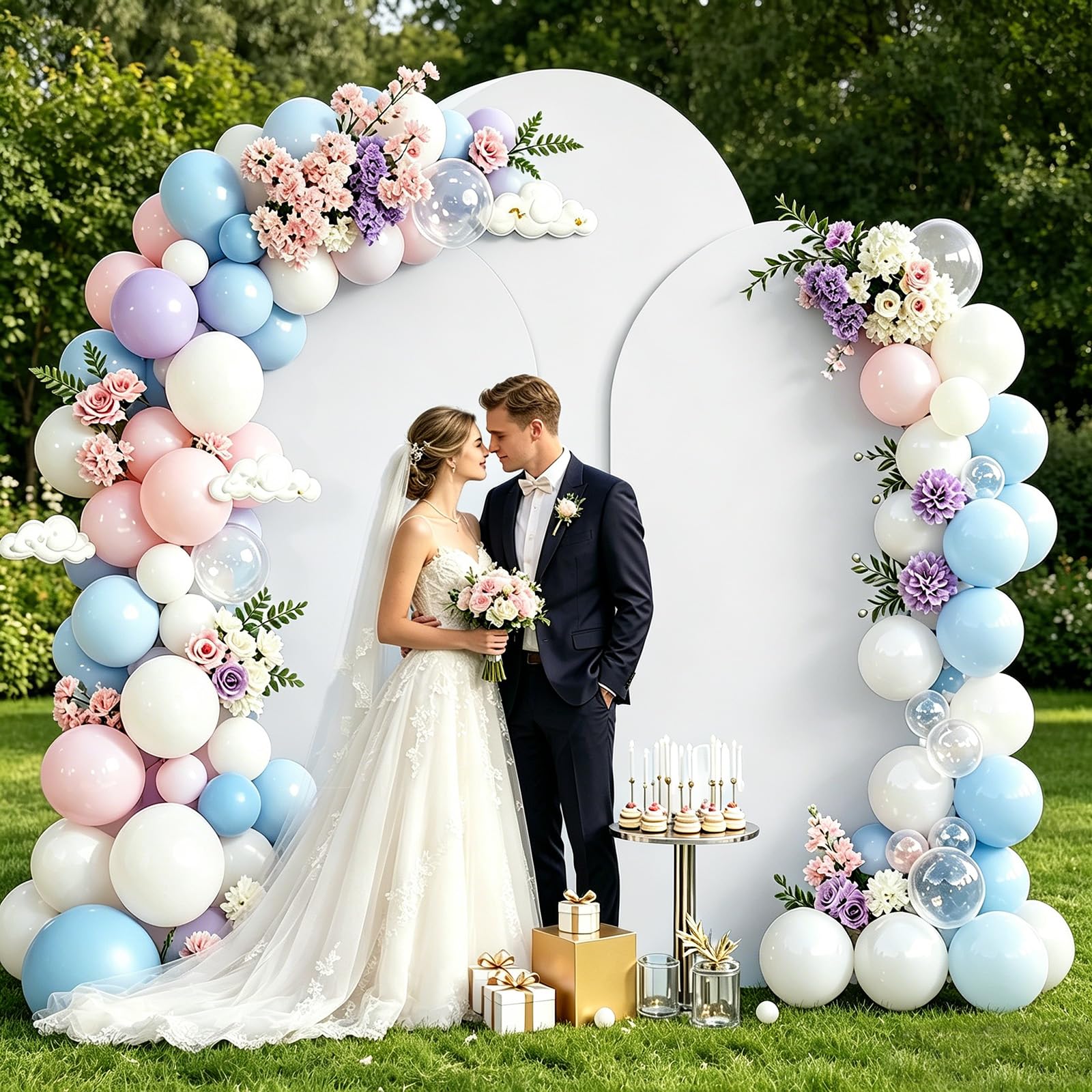 Lot de 3 toiles de fond rondes double face en élasthanne, 1,8 m, 2 m, 2,2 m, pour mariages, fêtes d'anniversaire, baptêmes, banquets